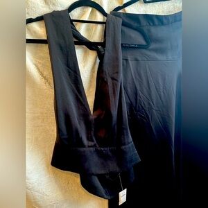 Chic Black 2 piece outfit-halter top-slit flared midi skirt-NWT